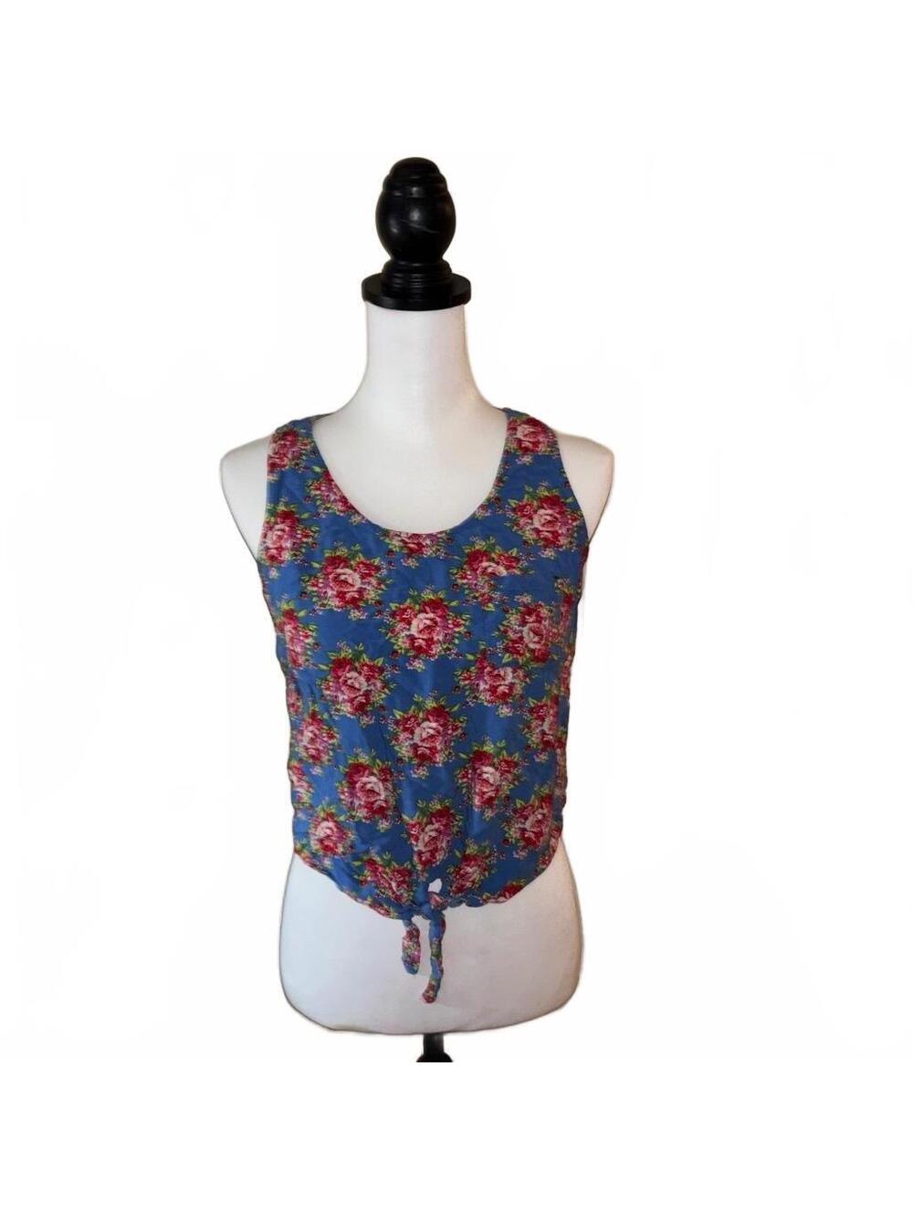 Forever 21 Floral Print Sleeveless Tie-Front Crop Top Medium